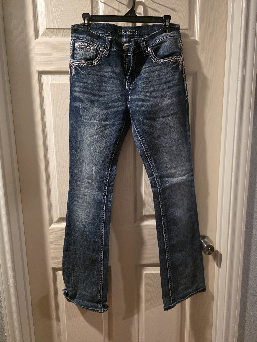 Grace Blue Bootcut Women's Jeans with Embellished Pockets